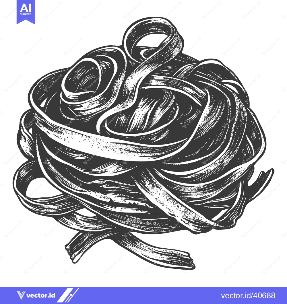Premium Vector dari A tangled nest of black pasta ribbons
