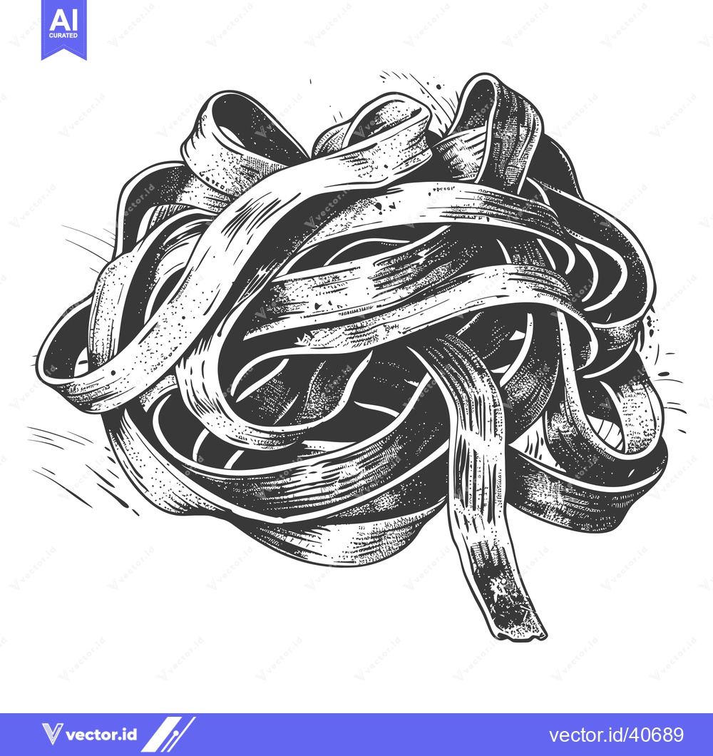 Premium Vector dari A tangled mass of black pasta ribbons