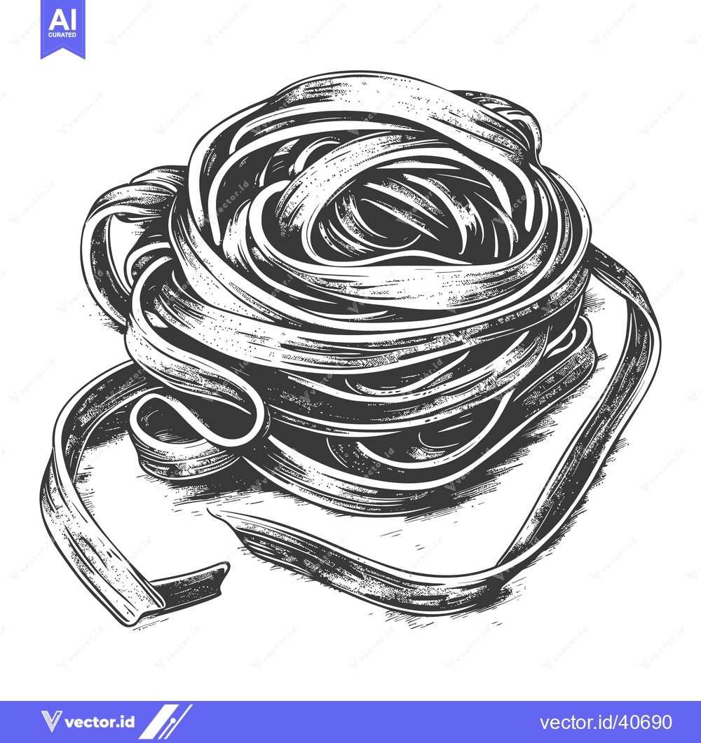 Premium Vector dari A Nest of Black Pasta Ready To Cook