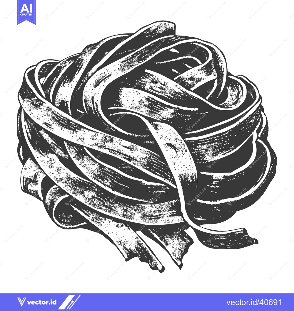 Premium Vector dari A Nest of Black Pasta Noodles Ready to Cook