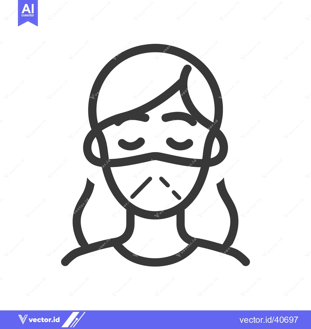 Premium Vector dari A woman with closed eyes wearing a protective face mask