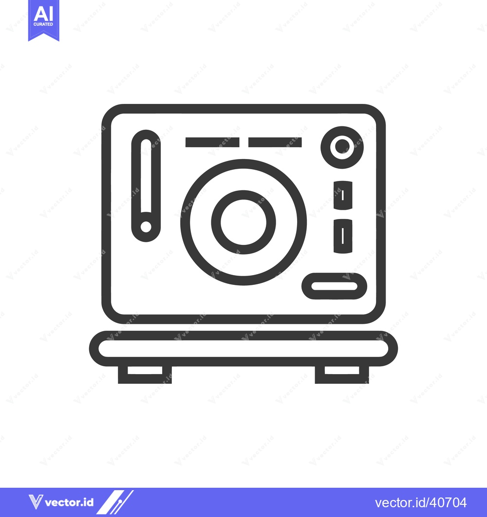 Premium Vector of Minimalist Line Art: Vintage Audio Amplifier Icon with Controls