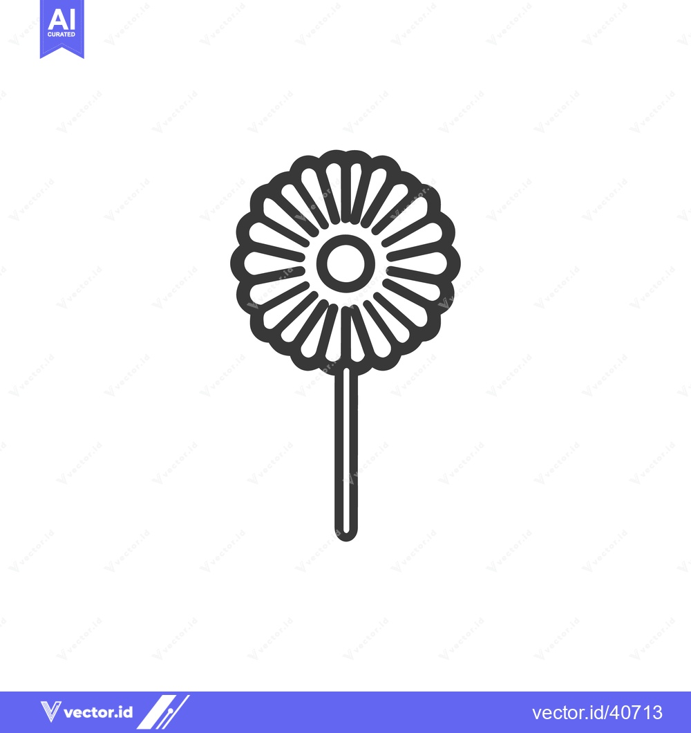 Premium Vector of Minimalist Line Art: Stylized Flower on Stem, Simple Design