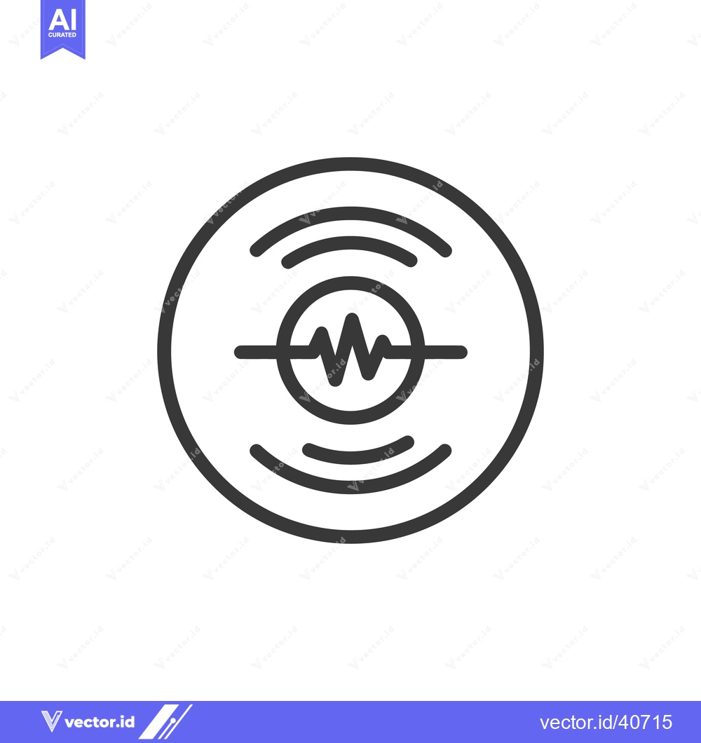 Premium Vector of Minimalist Icon of Sound Wave in Circle, Black Outline on White Backgr
