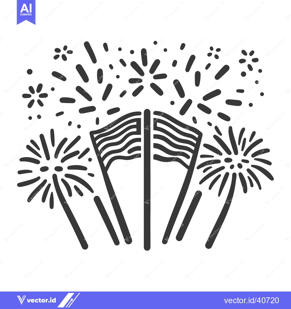Premium Vector of The graphic shows flags with celebratory fireworks bursting above