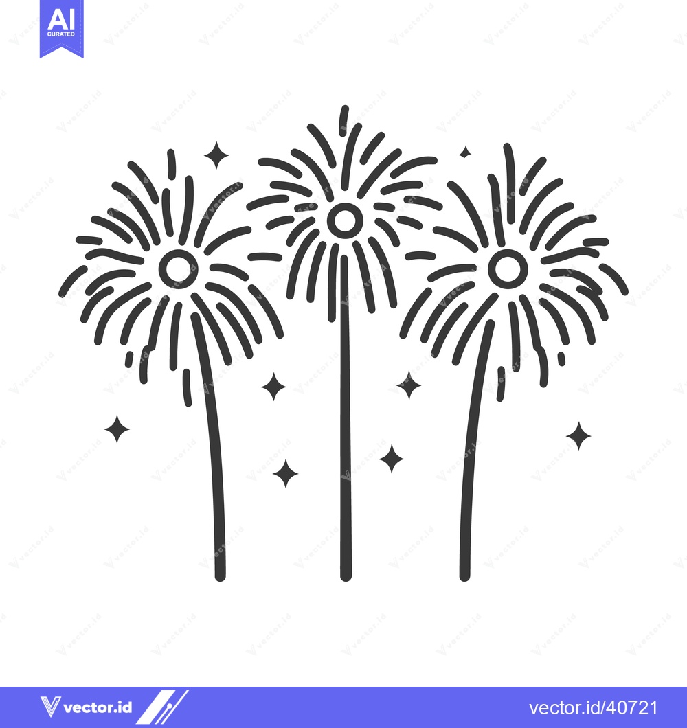 Premium Vector dari Black line drawing depicting multiple exploding fireworks with star sh