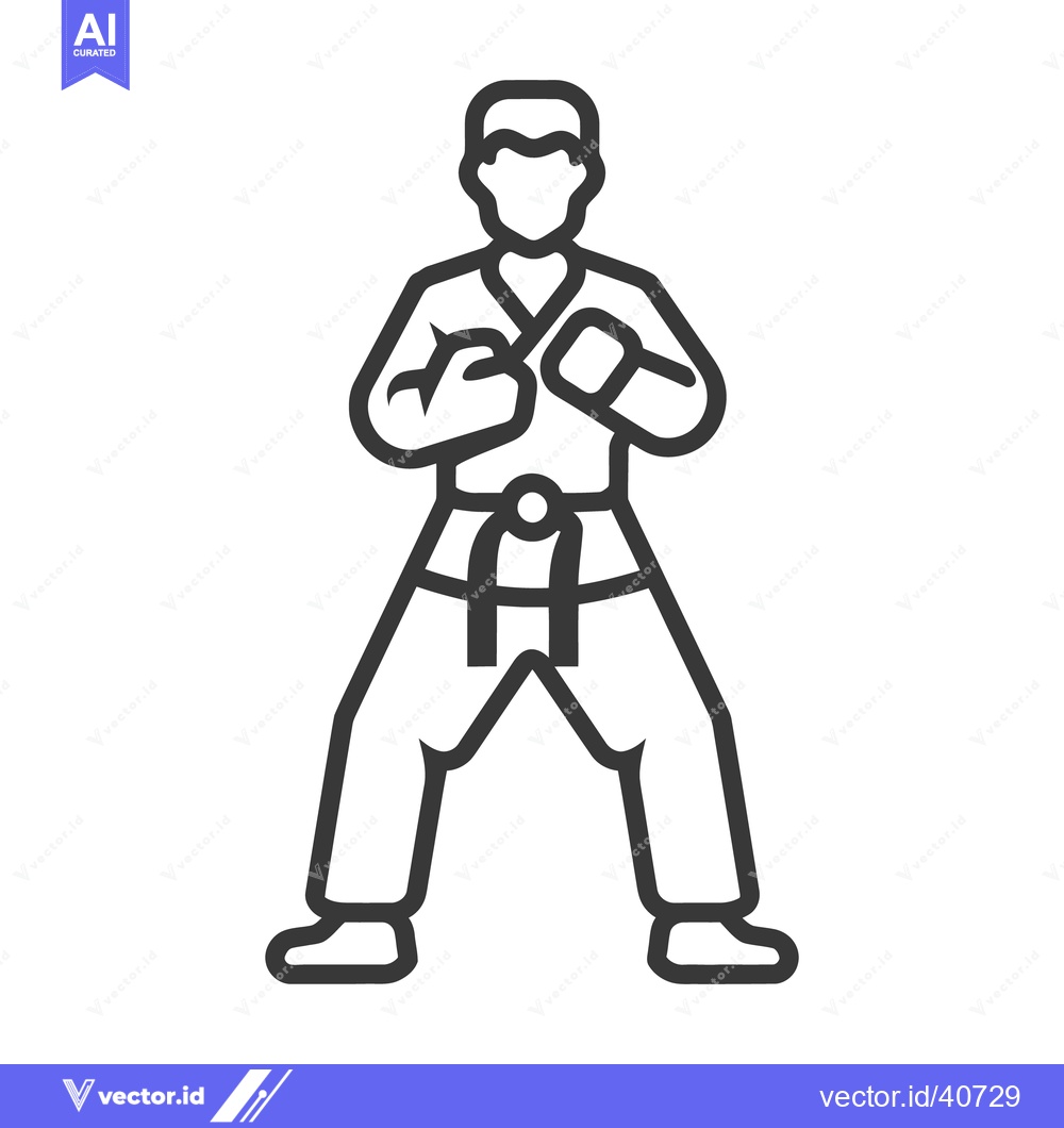 Premium Vector dari A simple black line illustration of a person in martial arts stance