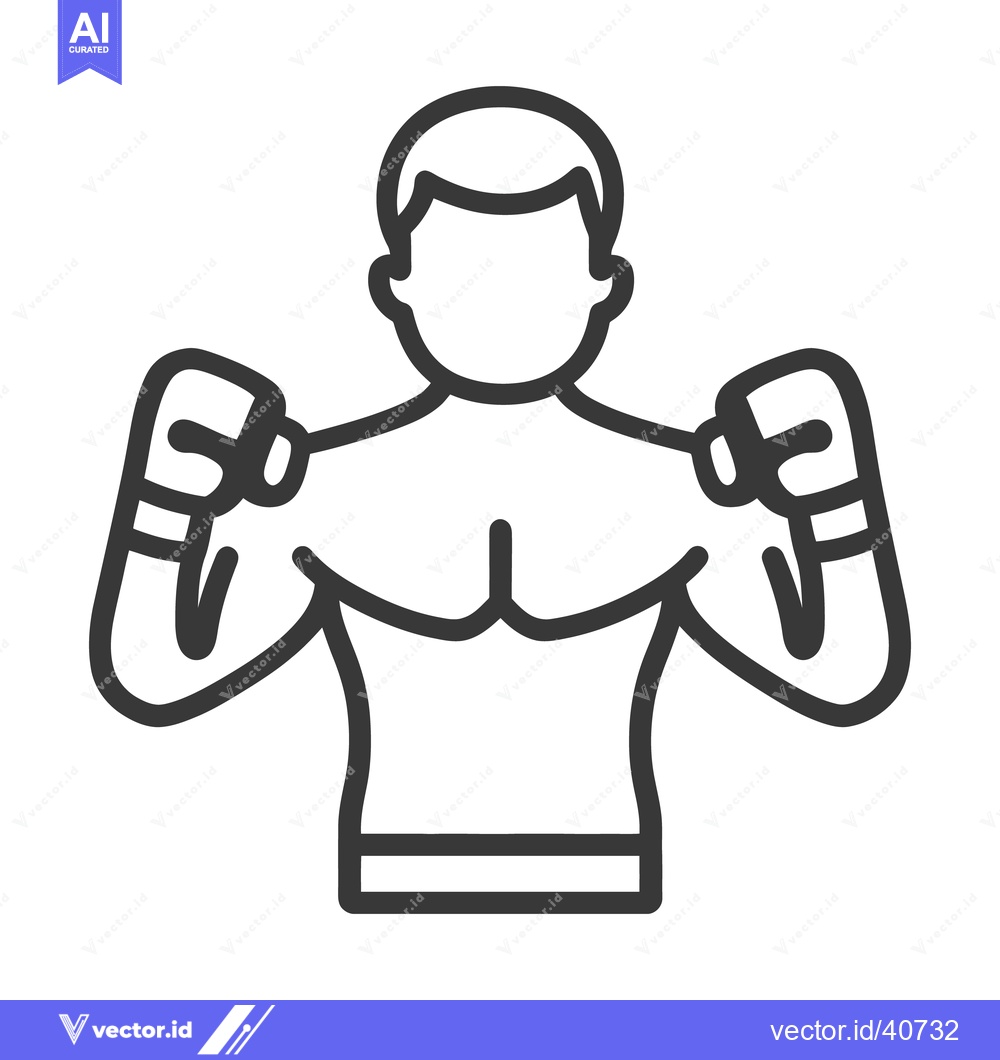 Premium Vector dari An illustration depicts a male figure with boxing gloves flexing