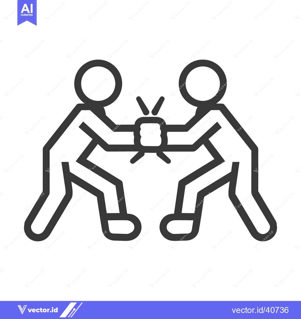Premium Vector of Two stick figures engage in a moment of physical confrontation