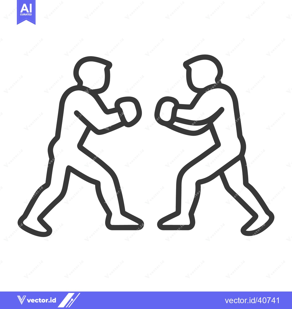 Premium Vector of Two individuals engaged in the sport of boxing in an outline drawing