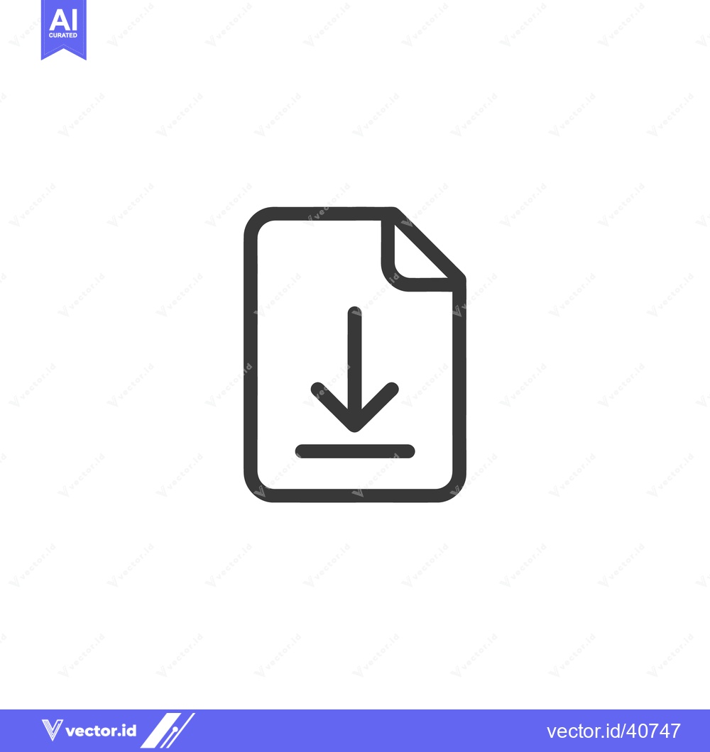 Premium Vector dari Minimalist Download Icon: Arrow on Document with Folded Corner