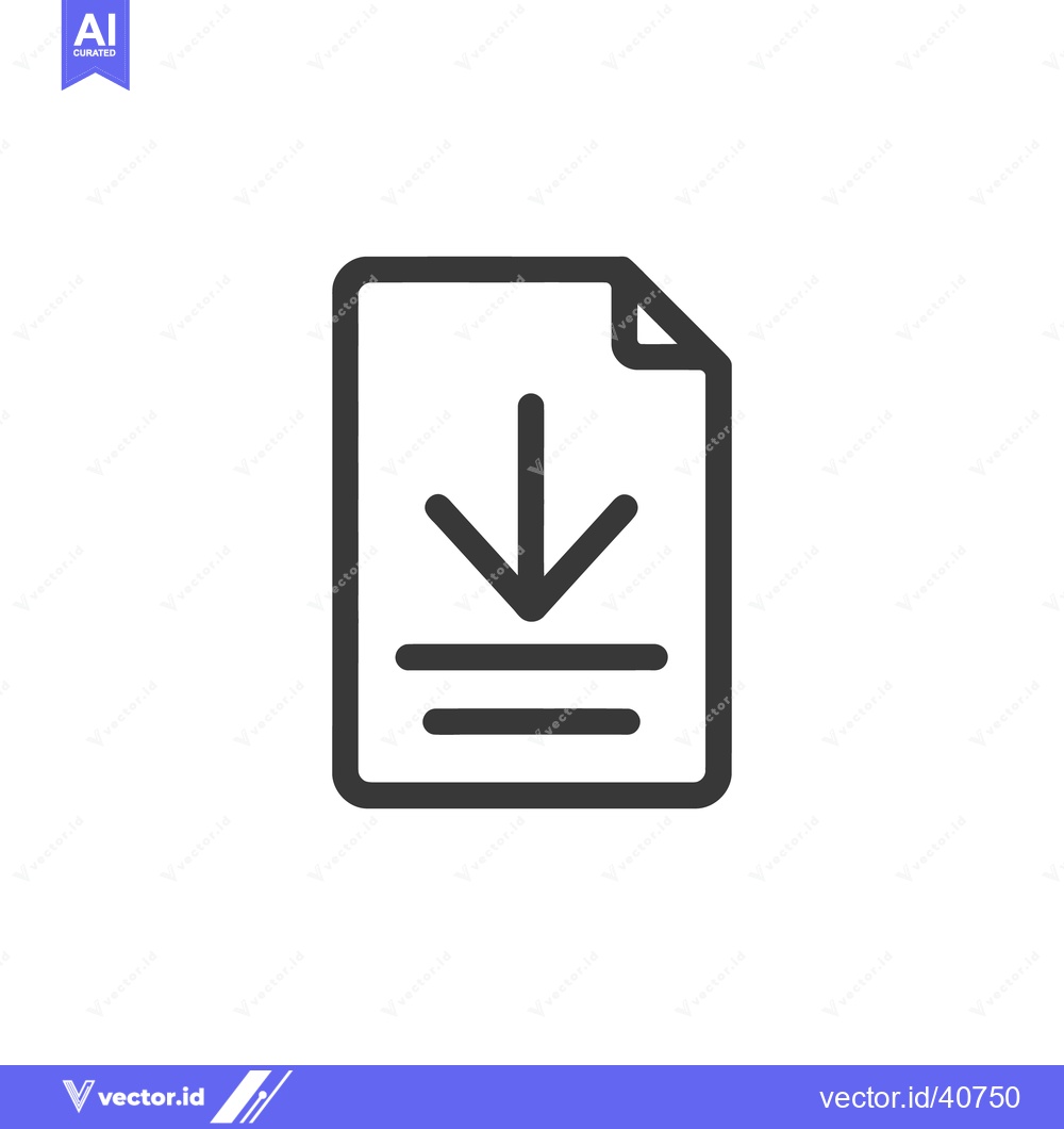 Premium Vector dari Download Icon: Simple, Modern Design with Arrow and Lines on White Bac