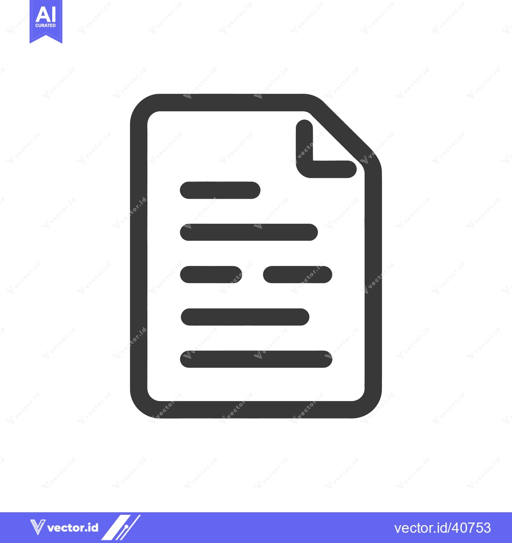 Premium Vector dari Document Icon: Rounded Edges, Folded Corner, Text Lines