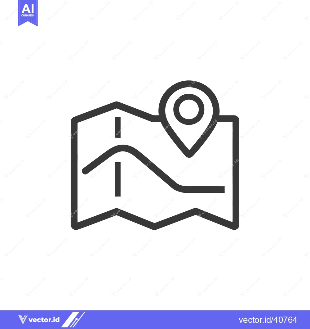 Premium Vector dari Minimalist Map Icon with Location Pin, Gray Outline on White Backgroun