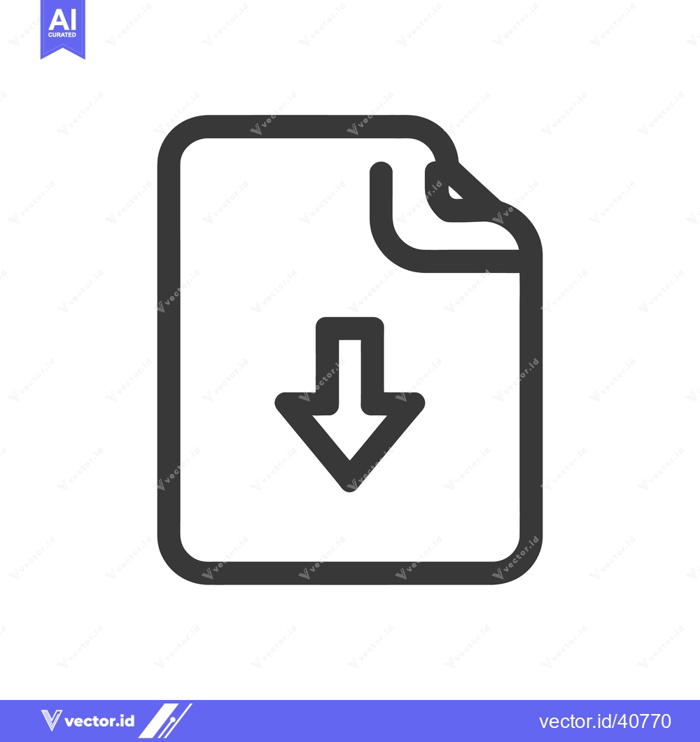Premium Vector dari Download File Icon: Simple Graphic with Arrow and Folded Corner