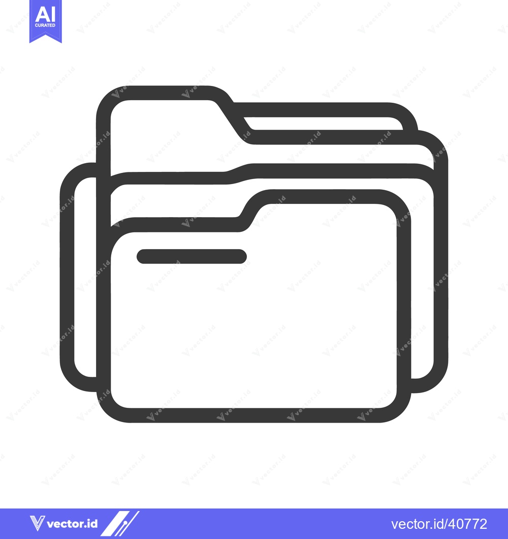 Premium Vector dari Minimalist Folder Icon: Dark Gray Outline on White Background, Clean D