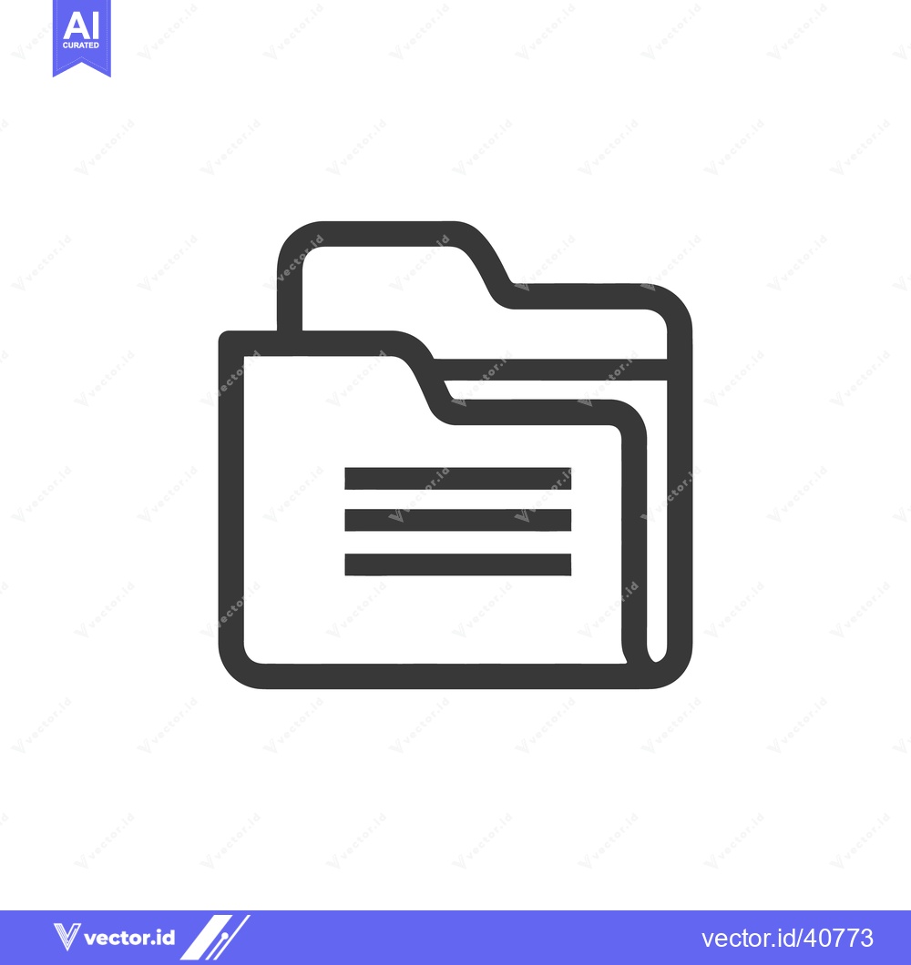 Premium Vector dari Minimalist Folder Icon with Document Lines, Dark Gray on White Backgro