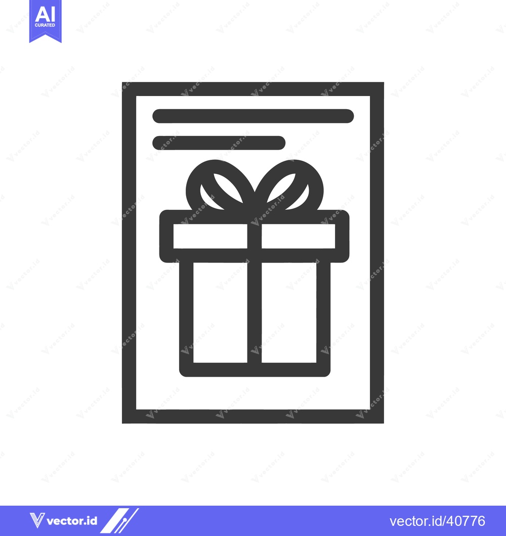 Premium Vector dari Gift Box Icon on Document, Minimalist Design, Celebration Theme