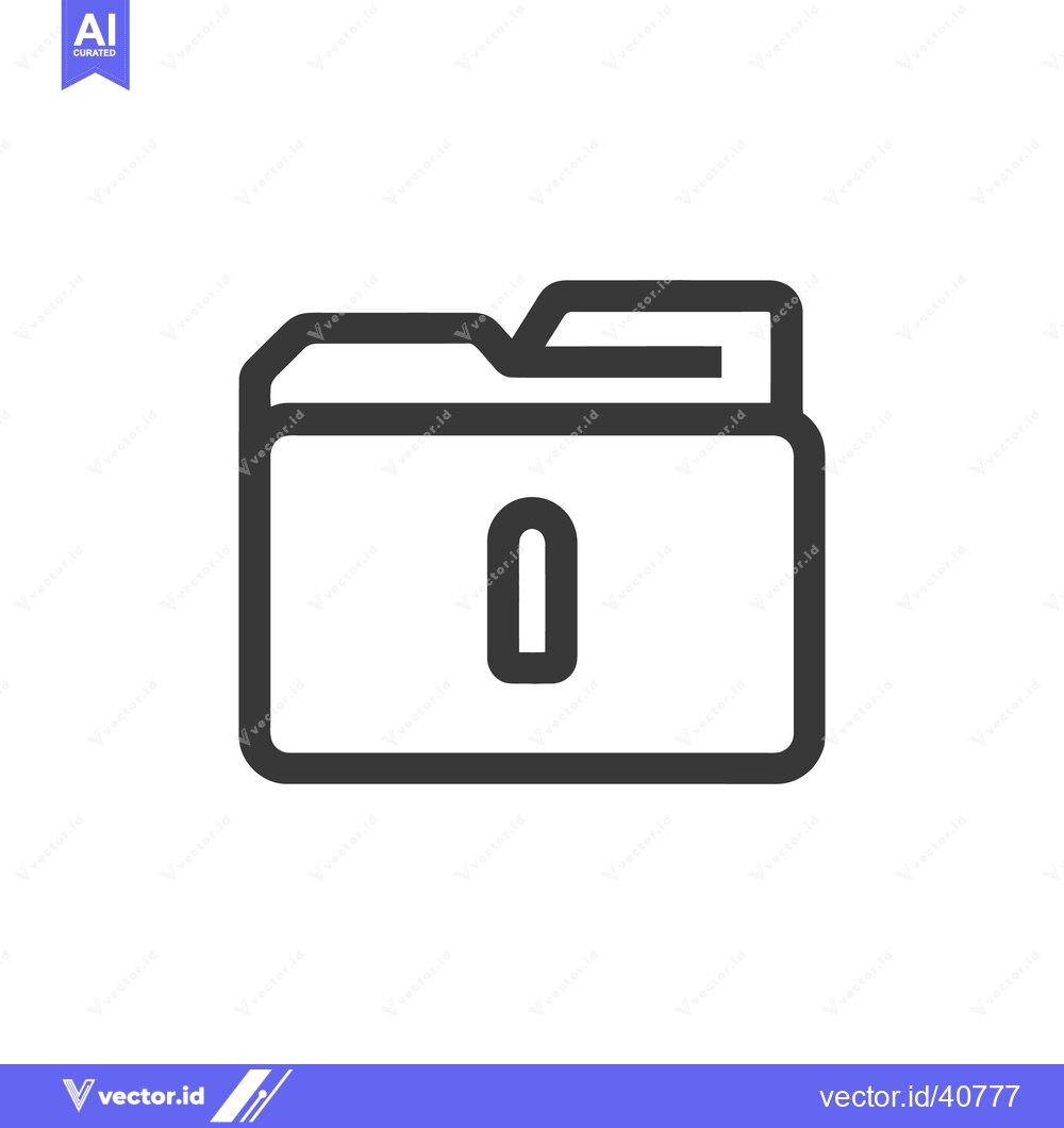 Premium Vector of Minimalist Folder Icon with Keyhole Detail, Dark Gray Outline on White