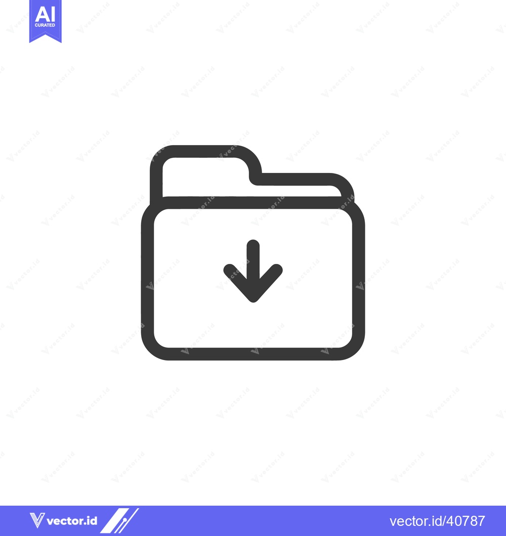 Premium Vector dari Download Folder Icon: Simple, Bold Outline on White Background