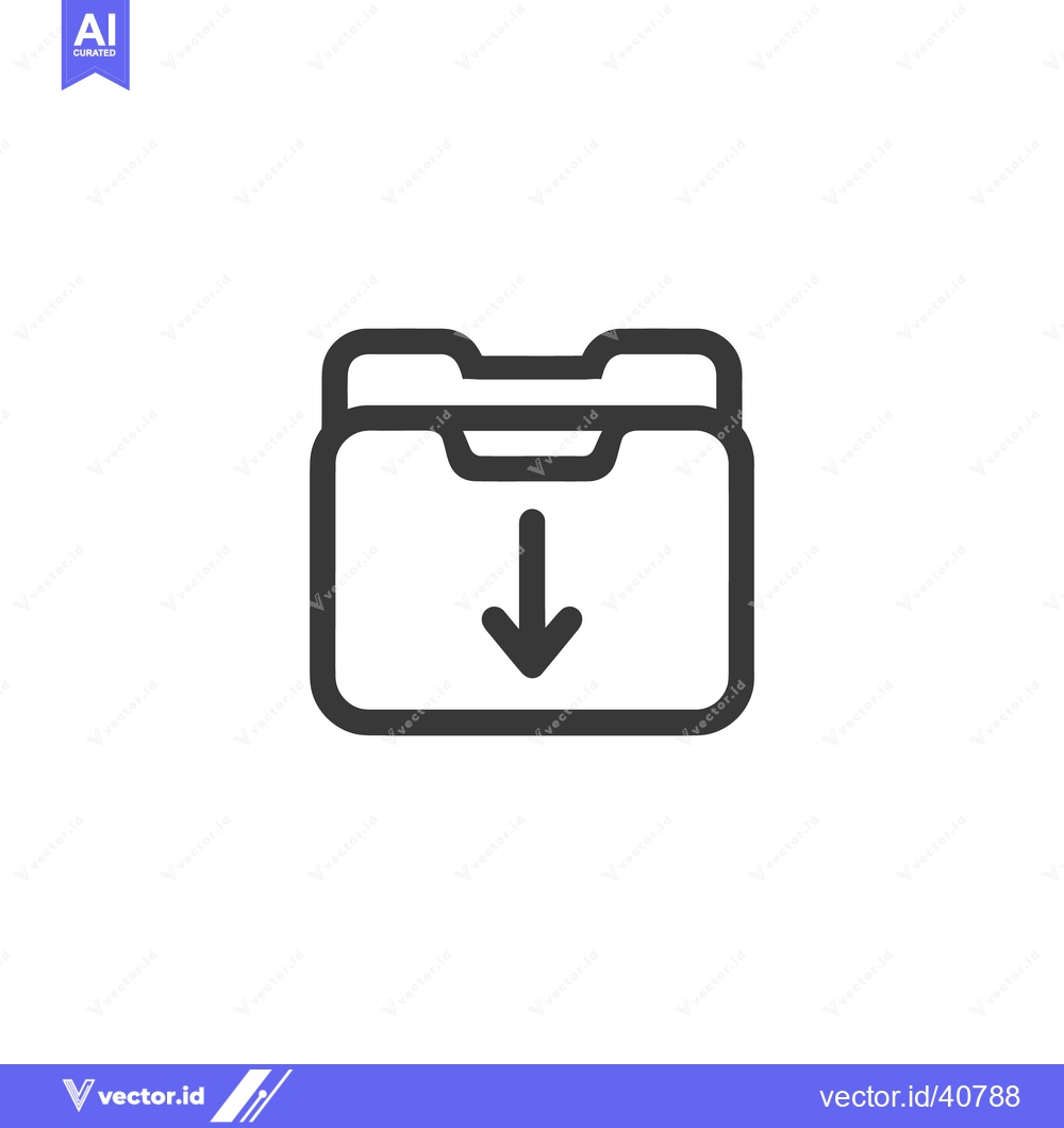 Premium Vector of Download Folder Icon: Simple, Bold Line Art for Digital Storage and Da