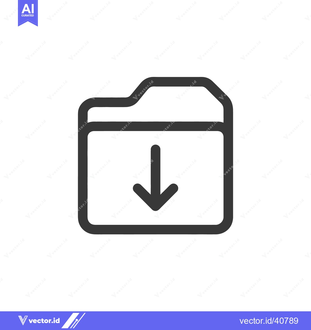 Premium Vector dari Download Icon: Simple Dark Grey Folder with Arrow