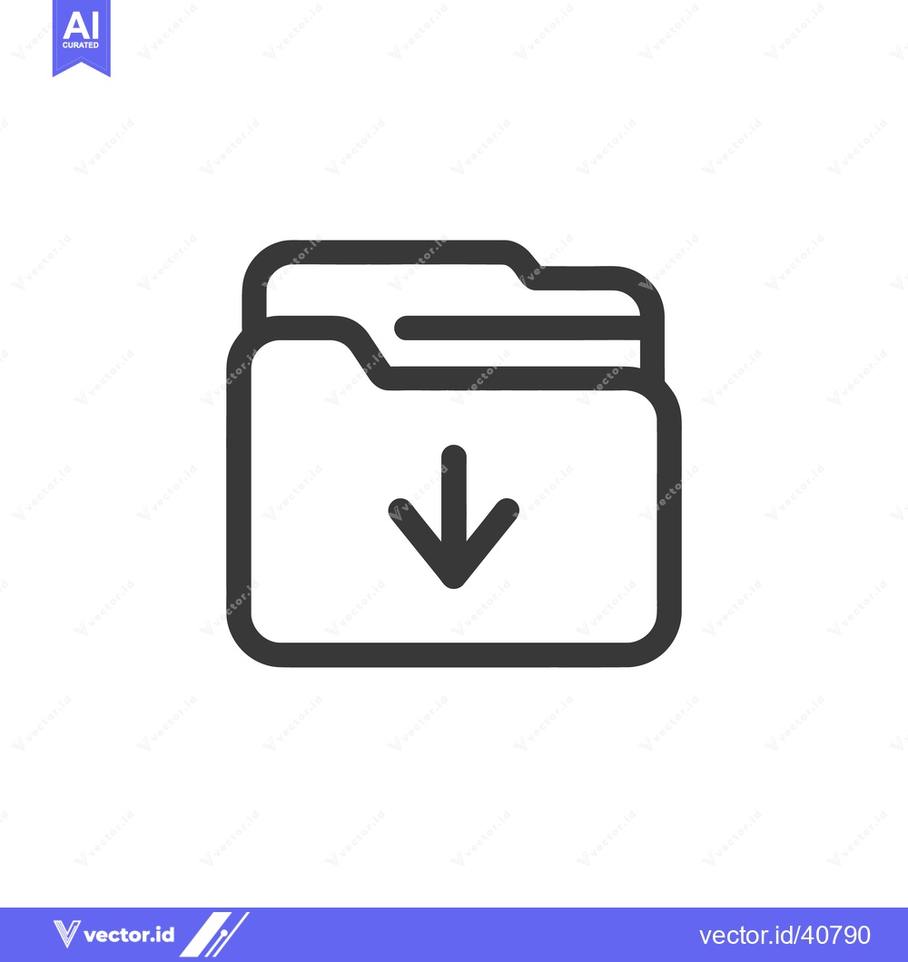 Premium Vector of Download Folder Icon: Simple, Bold Outline with Arrow