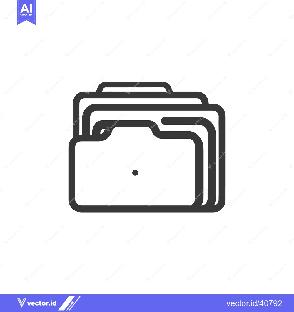Premium Vector dari Minimalist Folder Icon: Stacked Documents, Clean Design, Dark Gray Out