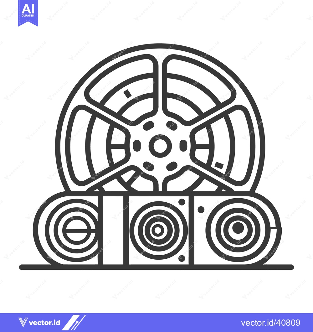 Premium Vector dari The outline of a film reel and accompanying sound system