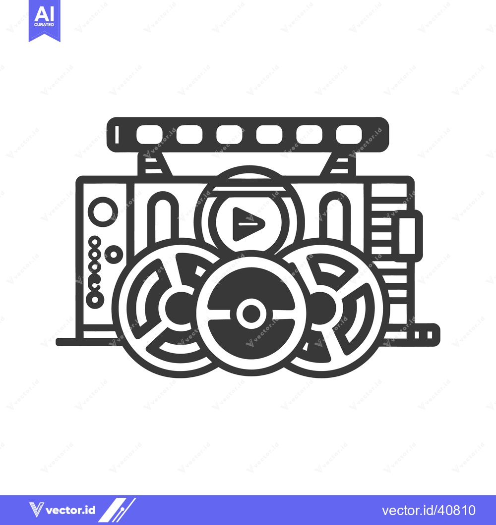 Premium Vector dari An illustrative graphic depicts film reels with a video player machine
