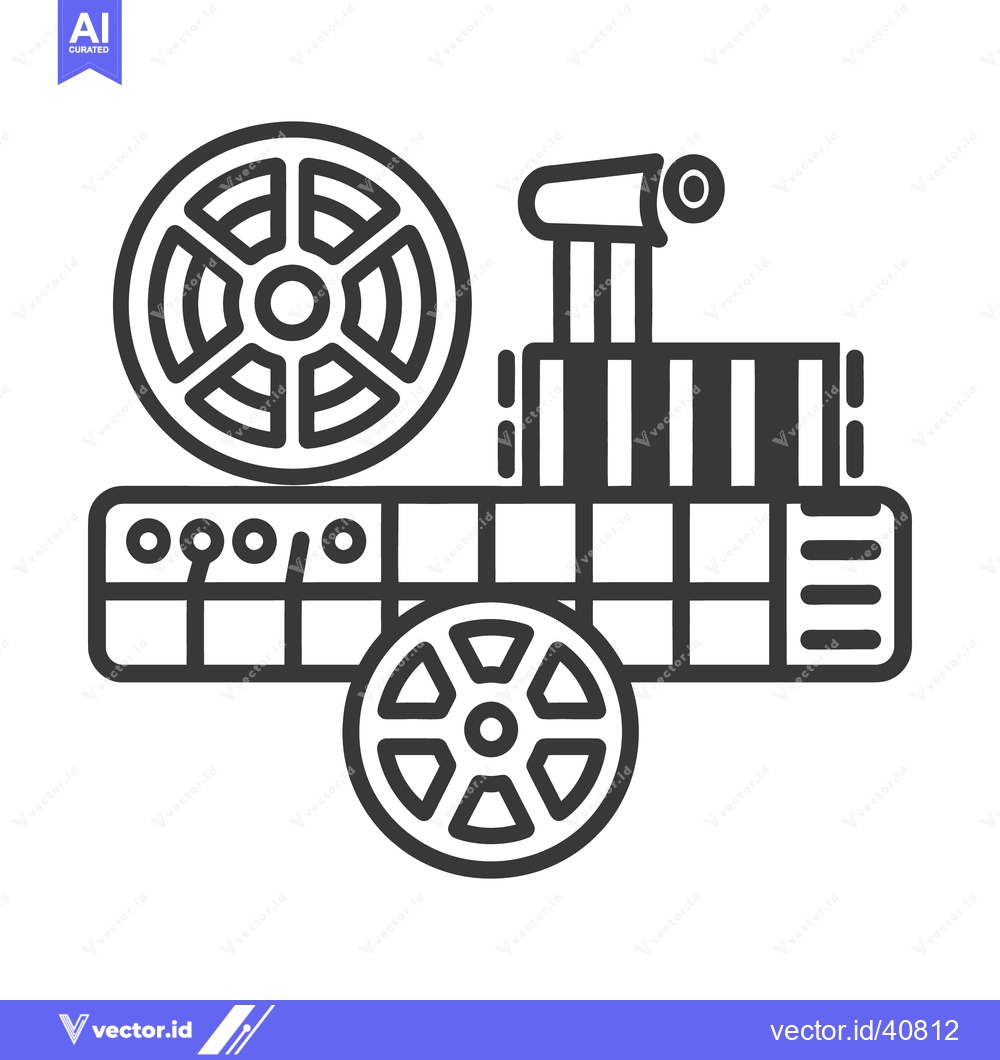 Premium Vector dari Illustrated representation of a vintage train with film reels and smok