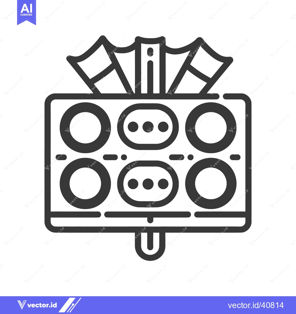 Premium Vector of An icon depicting an electrical outlet with flags above it
