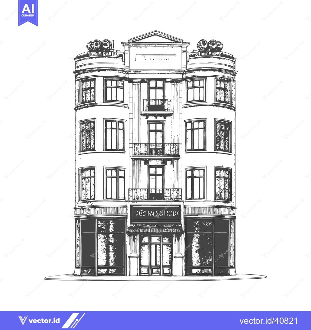 Premium Vector dari Elegant Three Story Building Architectural Sketch
