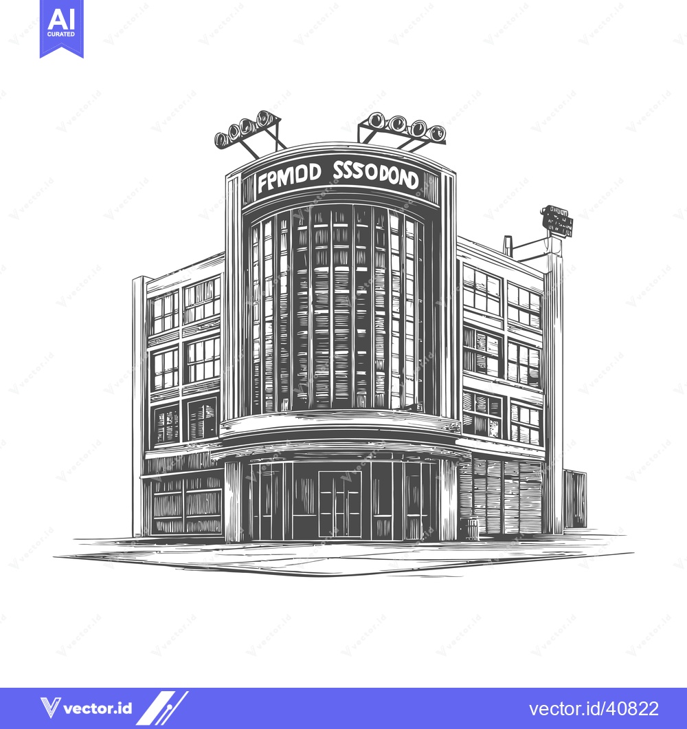 Premium Vector of Art Deco Style Building Architectural Drawing