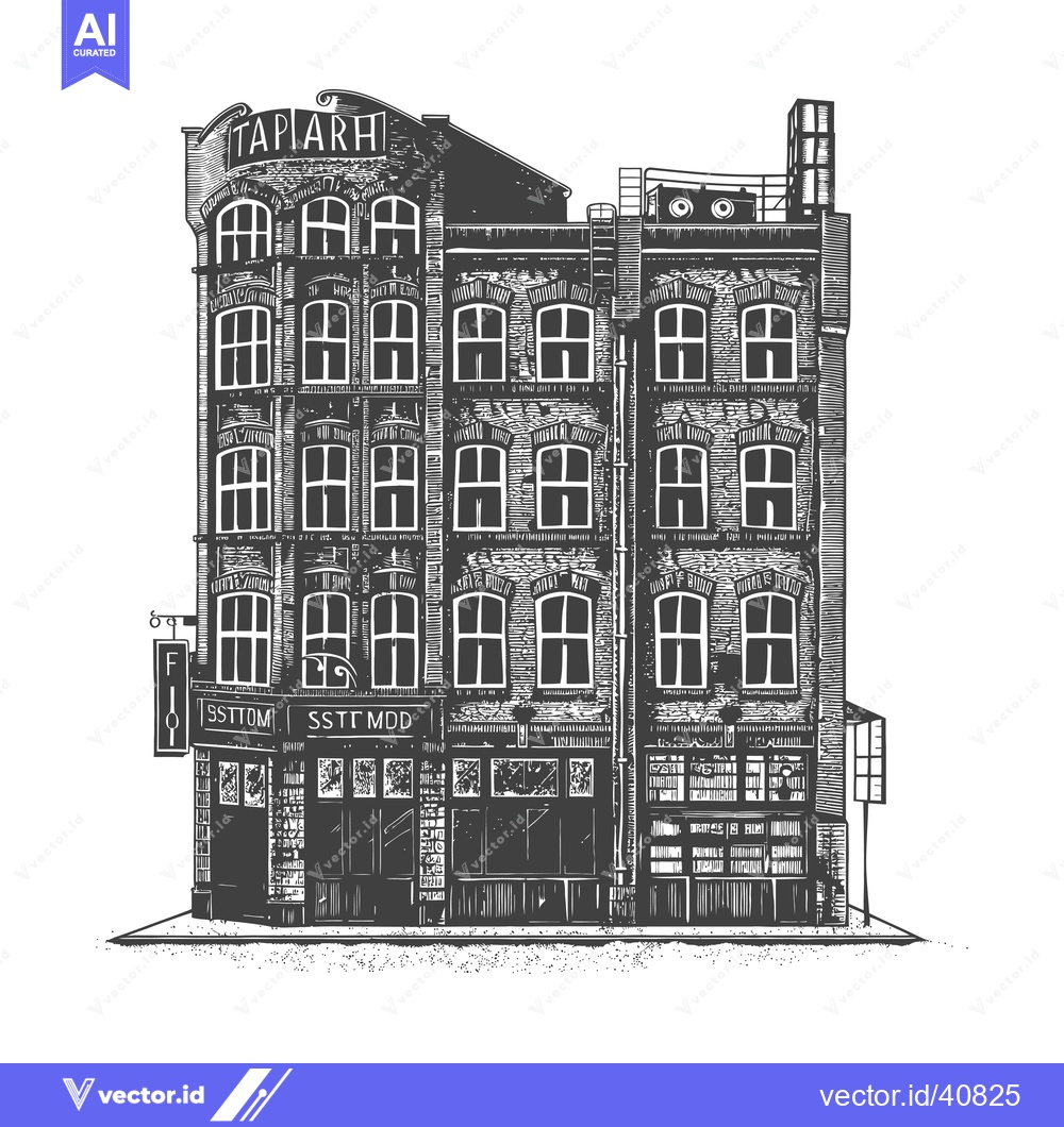 Premium Vector of A Detailed Illustration Of An Old Brick Building