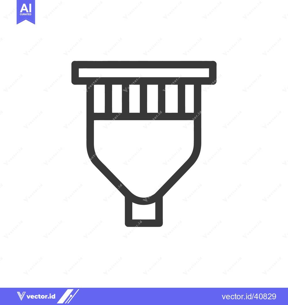 Premium Vector dari Minimalist Icon of a Funnel with Filter, Dark Gray Outline