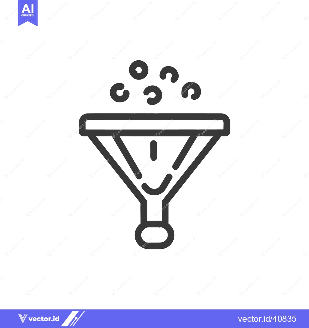 Premium Vector of Funnel Icon with Smiling Face and Bubbles, Minimalist Line Art