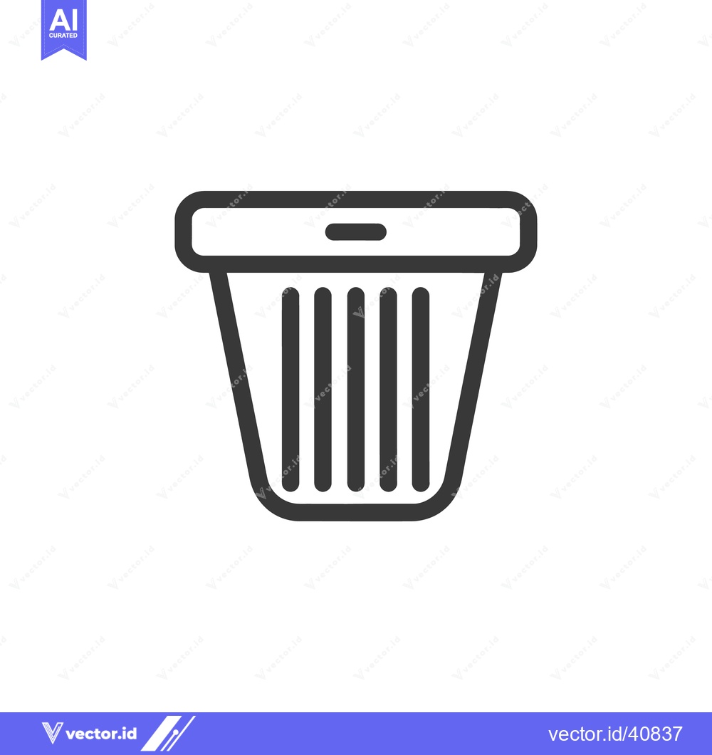 Premium Vector of Minimalist Trash Can Icon: Clean, Bold Line Art on White Background