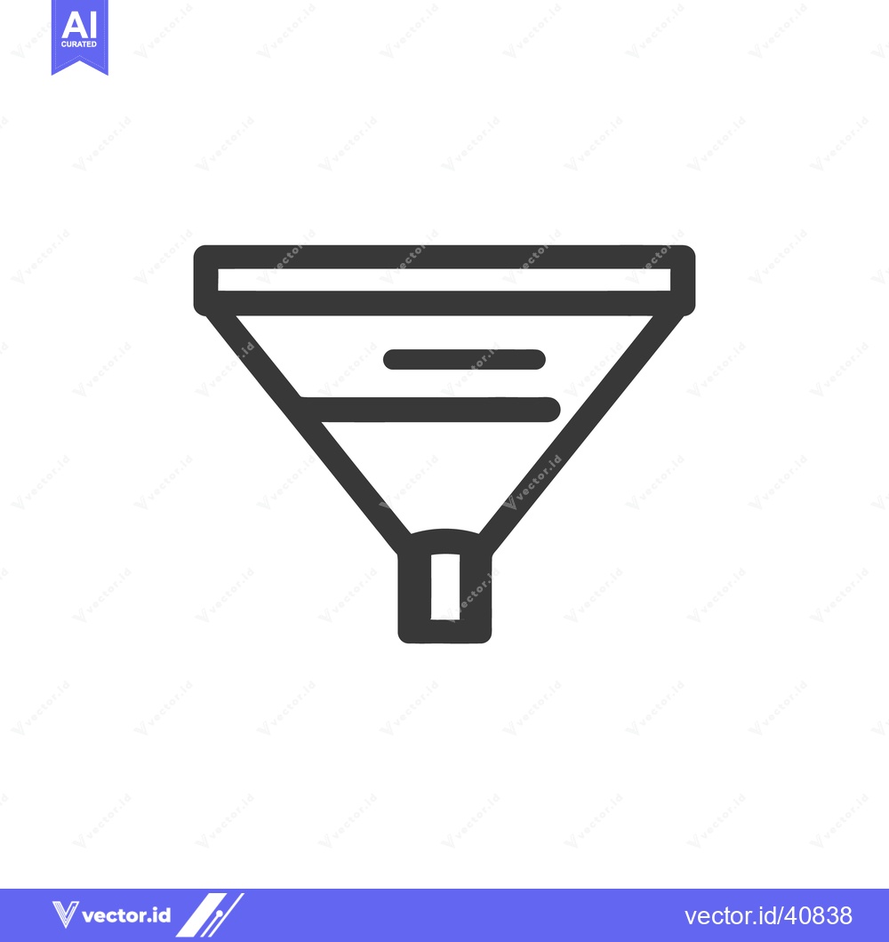 Premium Vector dari Minimalist Funnel Icon with Liquid Levels, Bold Outline on White Backg