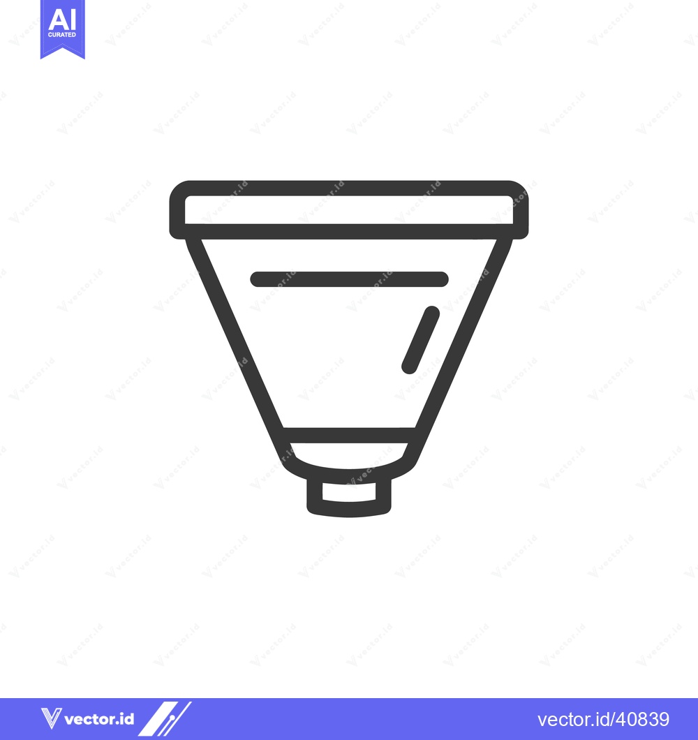 Premium Vector dari Minimalist Icon of a Funnel with Bold Outline on White Background