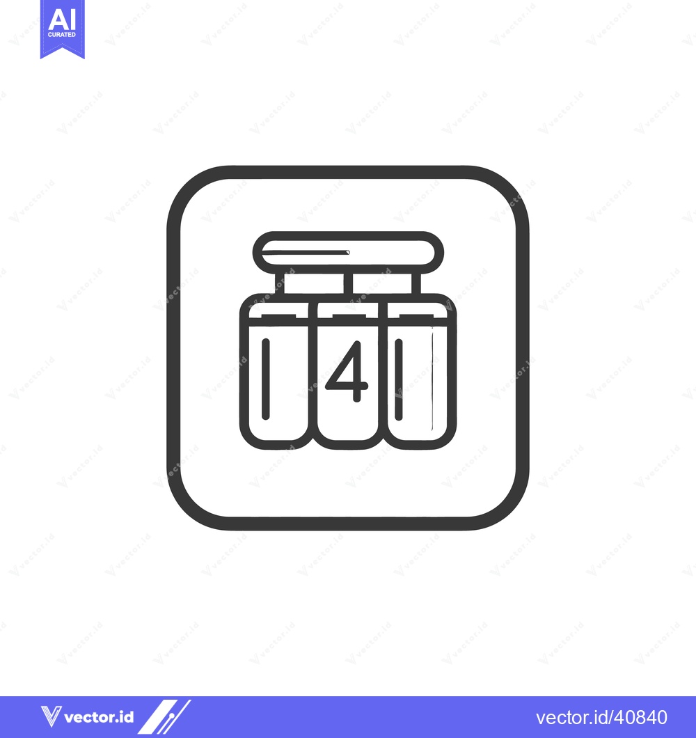 Premium Vector dari Minimalist Icon of Four Cylinders with Connecting Top in Rounded Squar