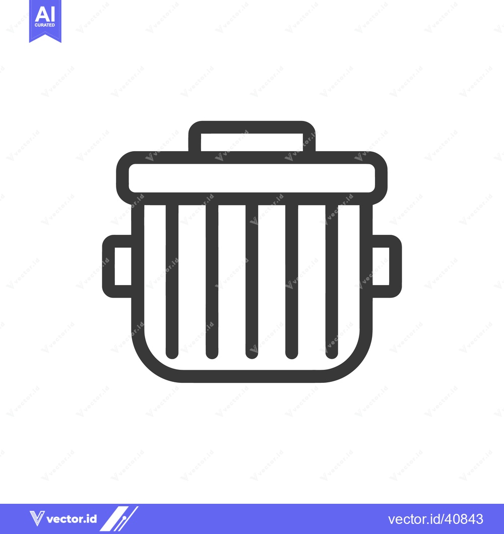 Premium Vector of Minimalist Trash Can Icon: Clean, Bold Line Art on White Background