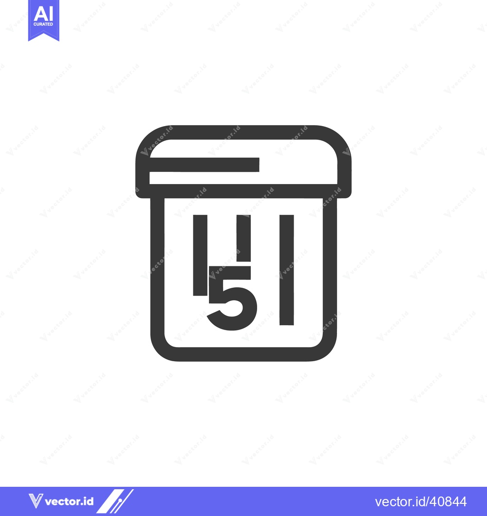 Premium Vector dari Minimalist Calendar Icon with Number 5, Bold Lines, Modern Design