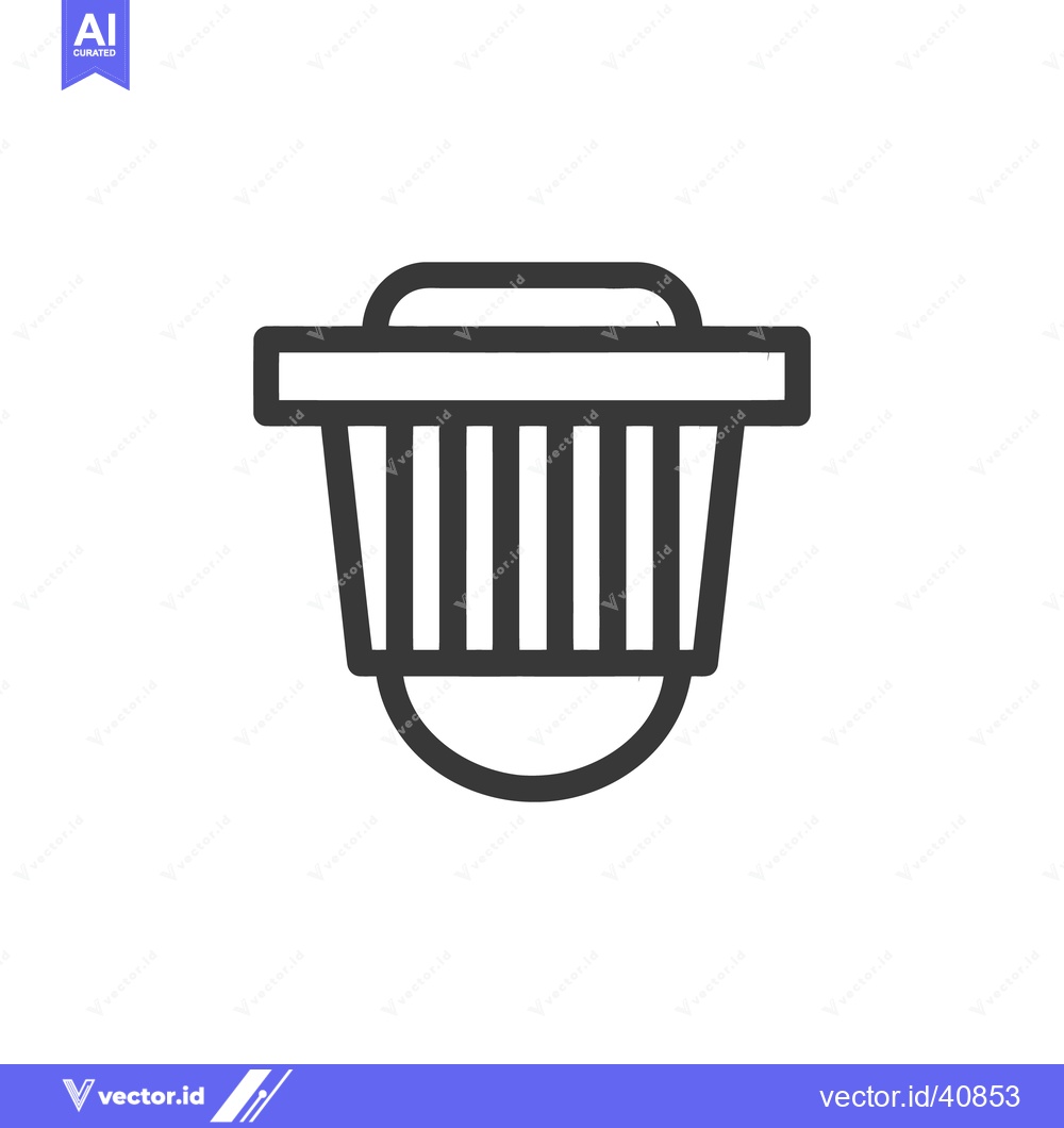 Premium Vector of Minimalist Black Line Art: Stylized Trash Can Icon on White Background