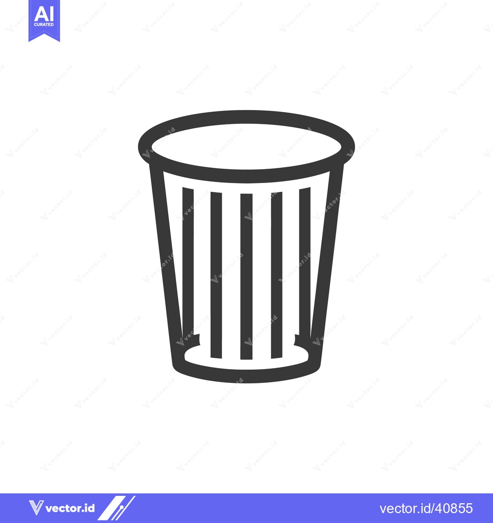 Premium Vector of Minimalist Trash Can Icon: Bold Outline, Clean Design, Waste Managemen