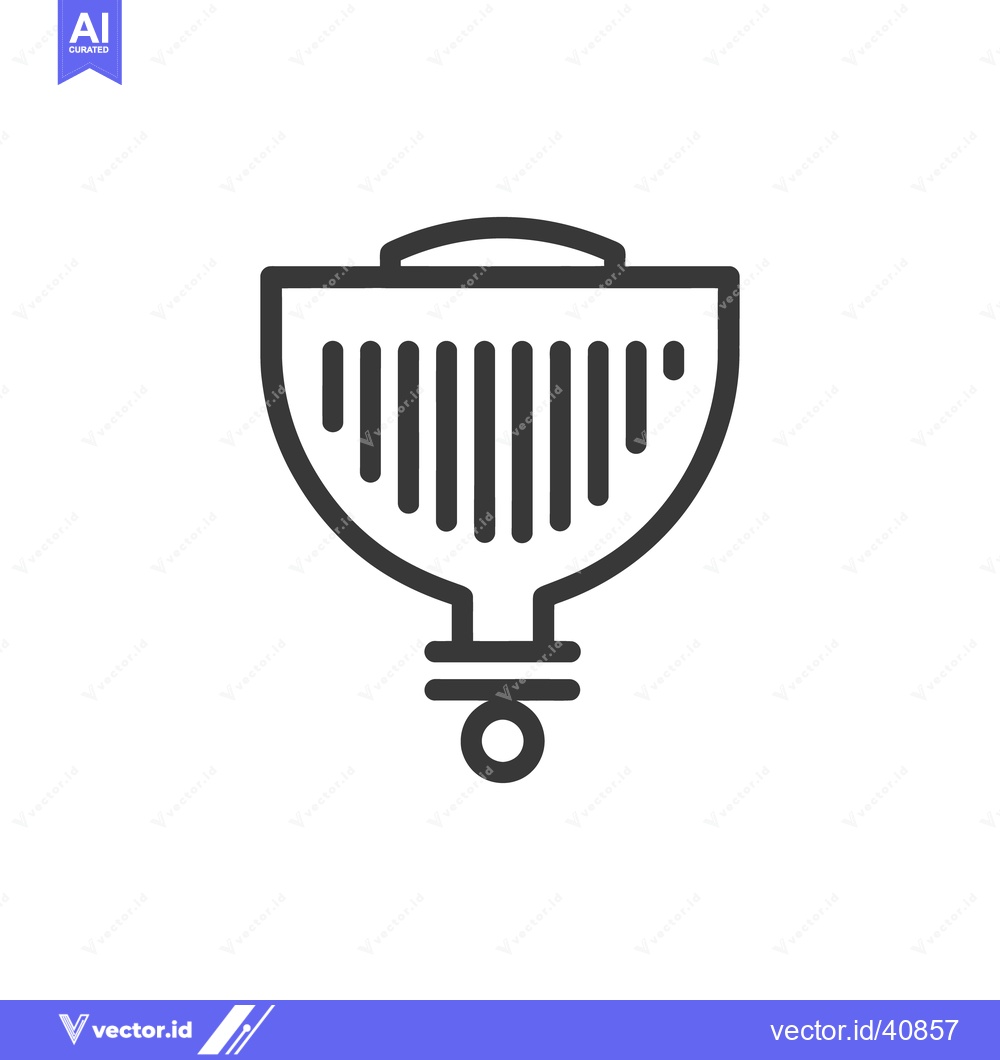 Premium Vector dari Minimalist Vector Icon of a Trash Can with Vertical Lines and Lid