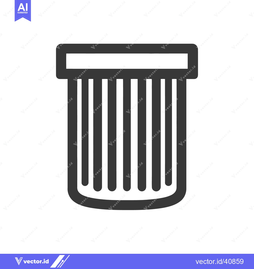 Premium Vector dari Minimalist Trash Can Icon with Vertical Lines and Bold Outline