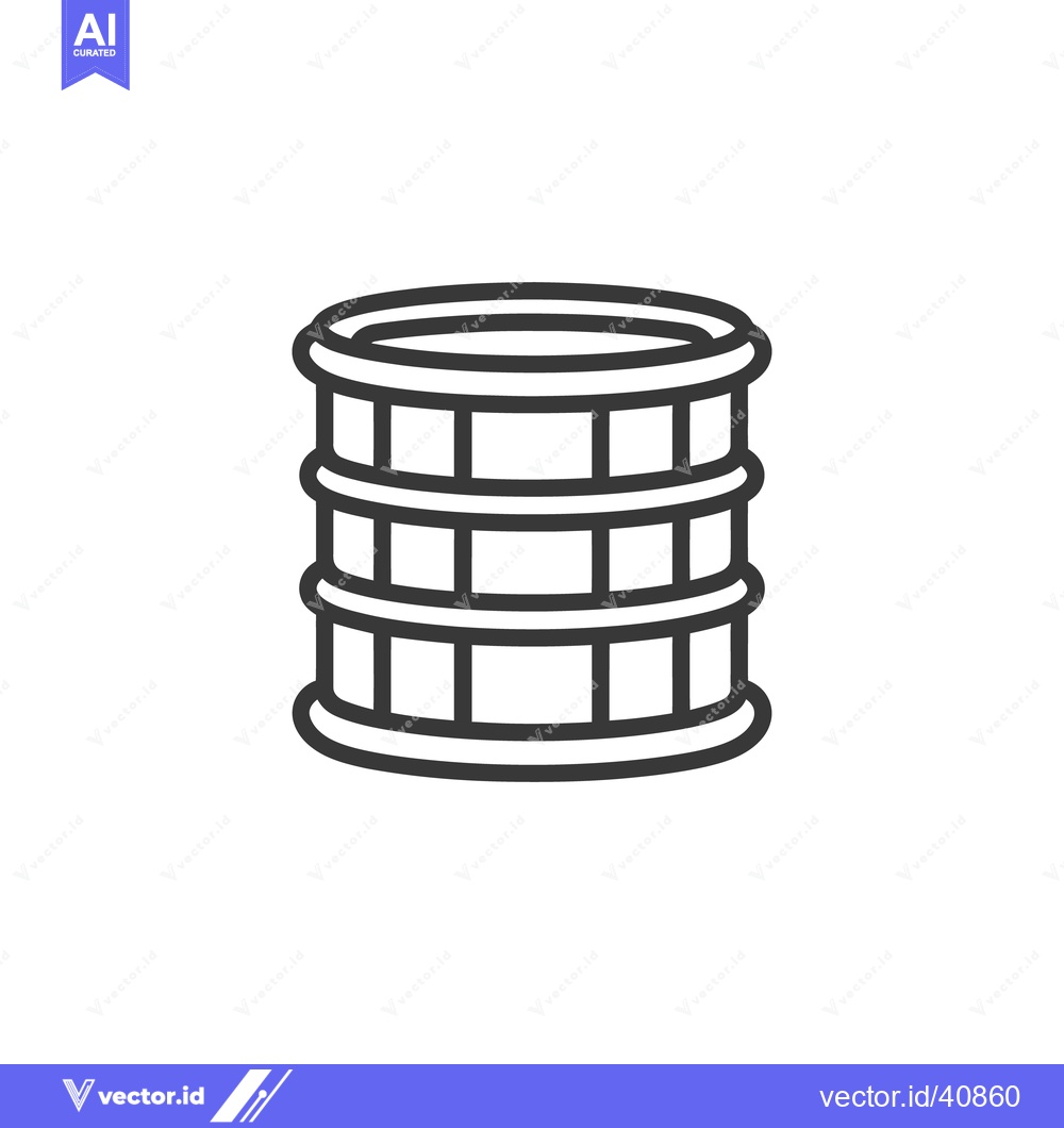 Premium Vector dari Minimalist Barrel Icon: Bold Outline, Three Bands, Simple Design