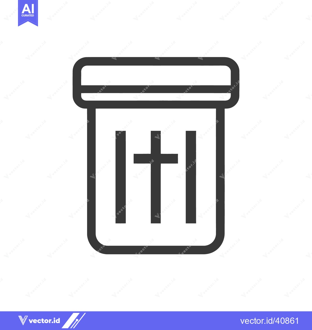 Premium Vector dari Pill Bottle Icon: Minimalist Black Line Art on White Background, Medic