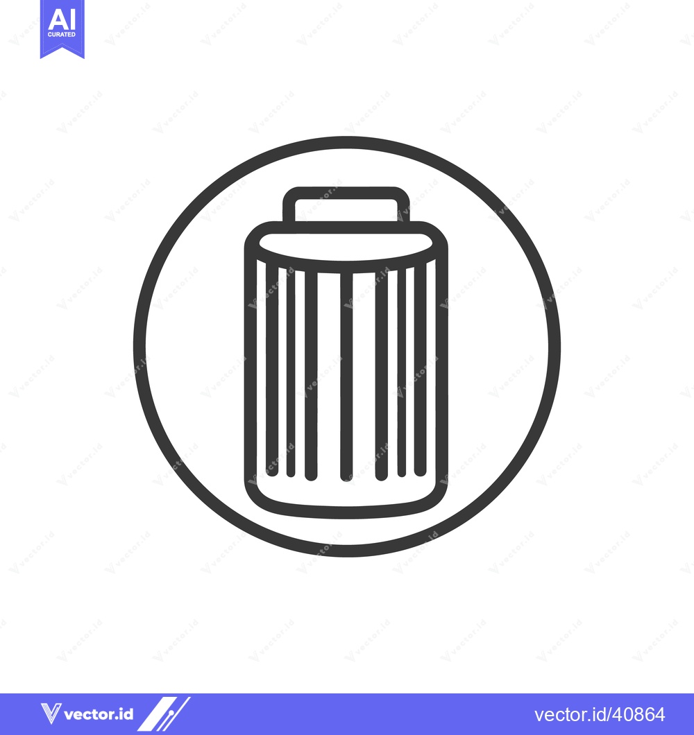 Premium Vector of Minimalist Trash Can Icon: Clean Line Art in Circular Frame
